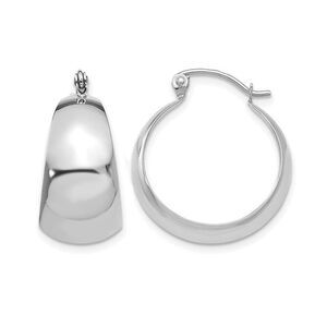 10K White Gold Graduating Polished Hoop Earrings